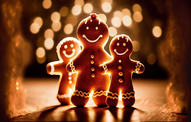 Photo adorable family gingerbread men christmas decoration