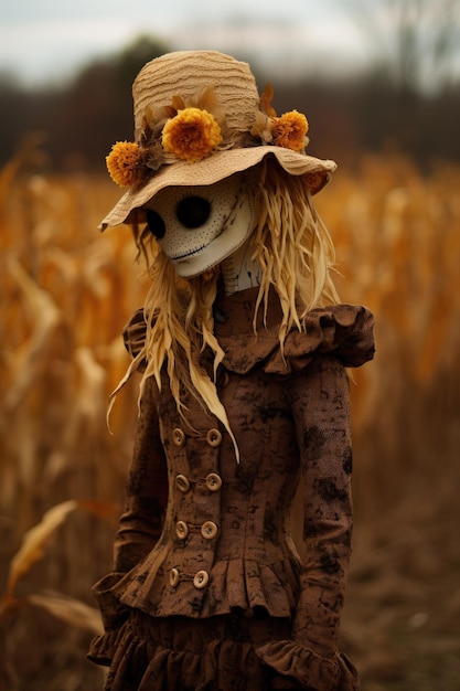 Photo adorable fashionable scarecrow queen