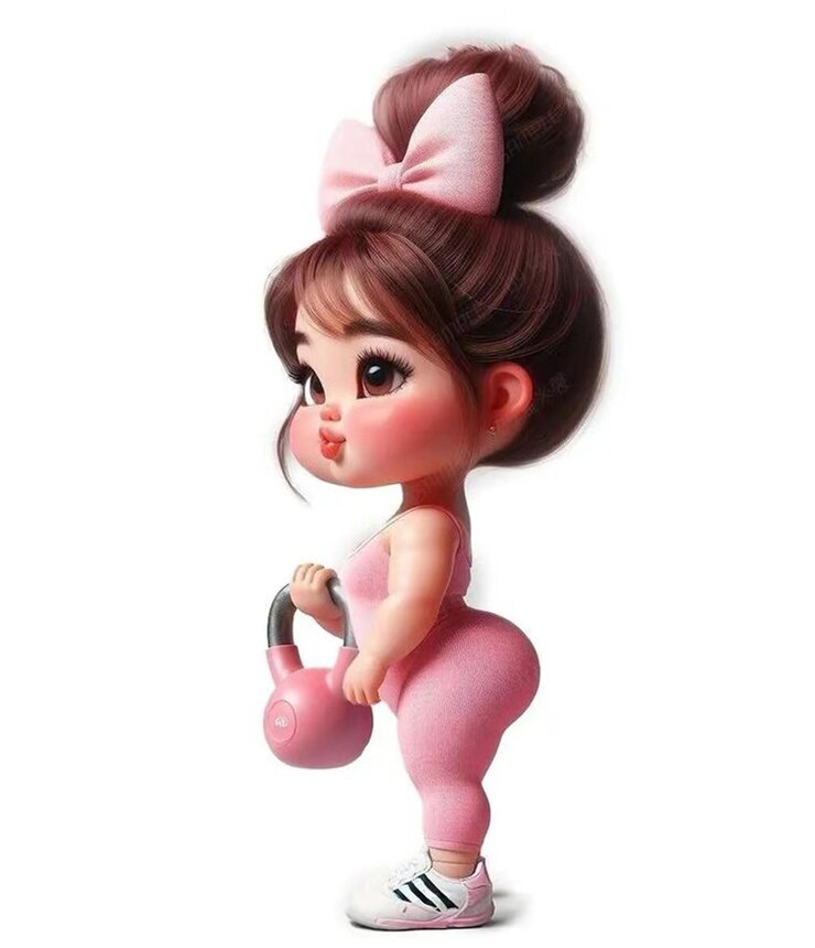 Photo adorable fitness girl cartoon
