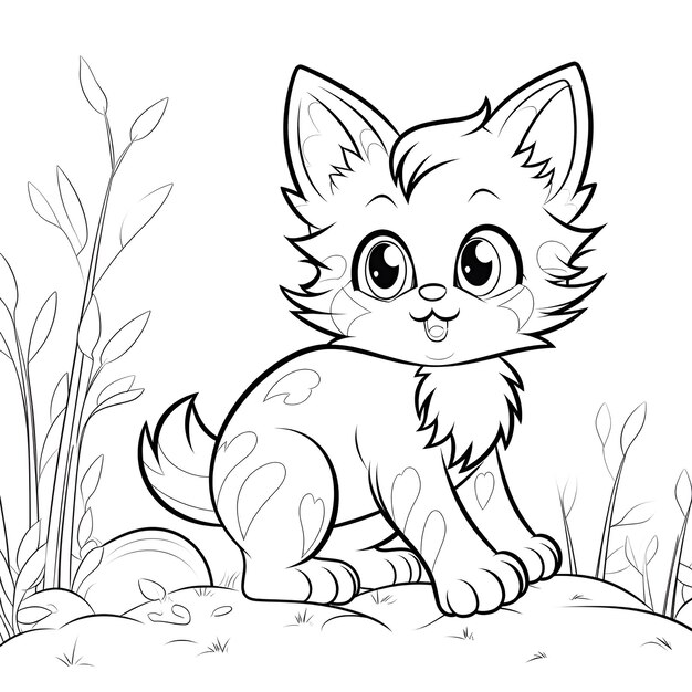 Adorable fluffy kitten coloring pages for kids