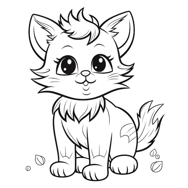 Adorable fluffy kitten coloring pages for kids