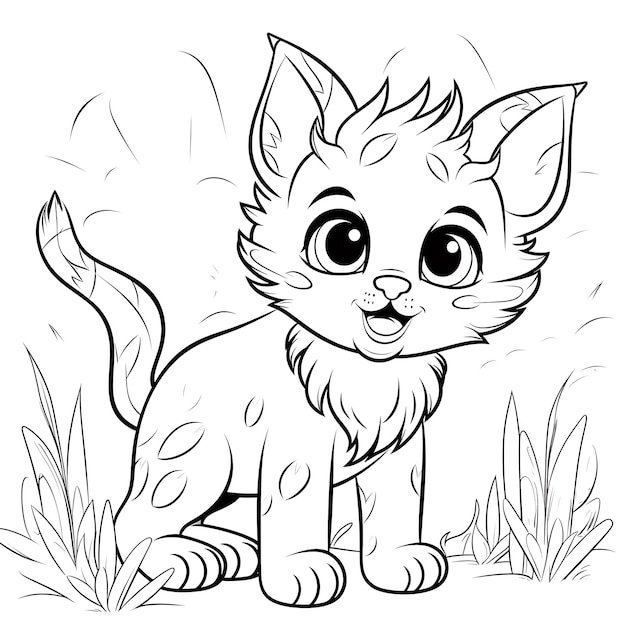 Adorable fluffy kitten coloring pages for kids