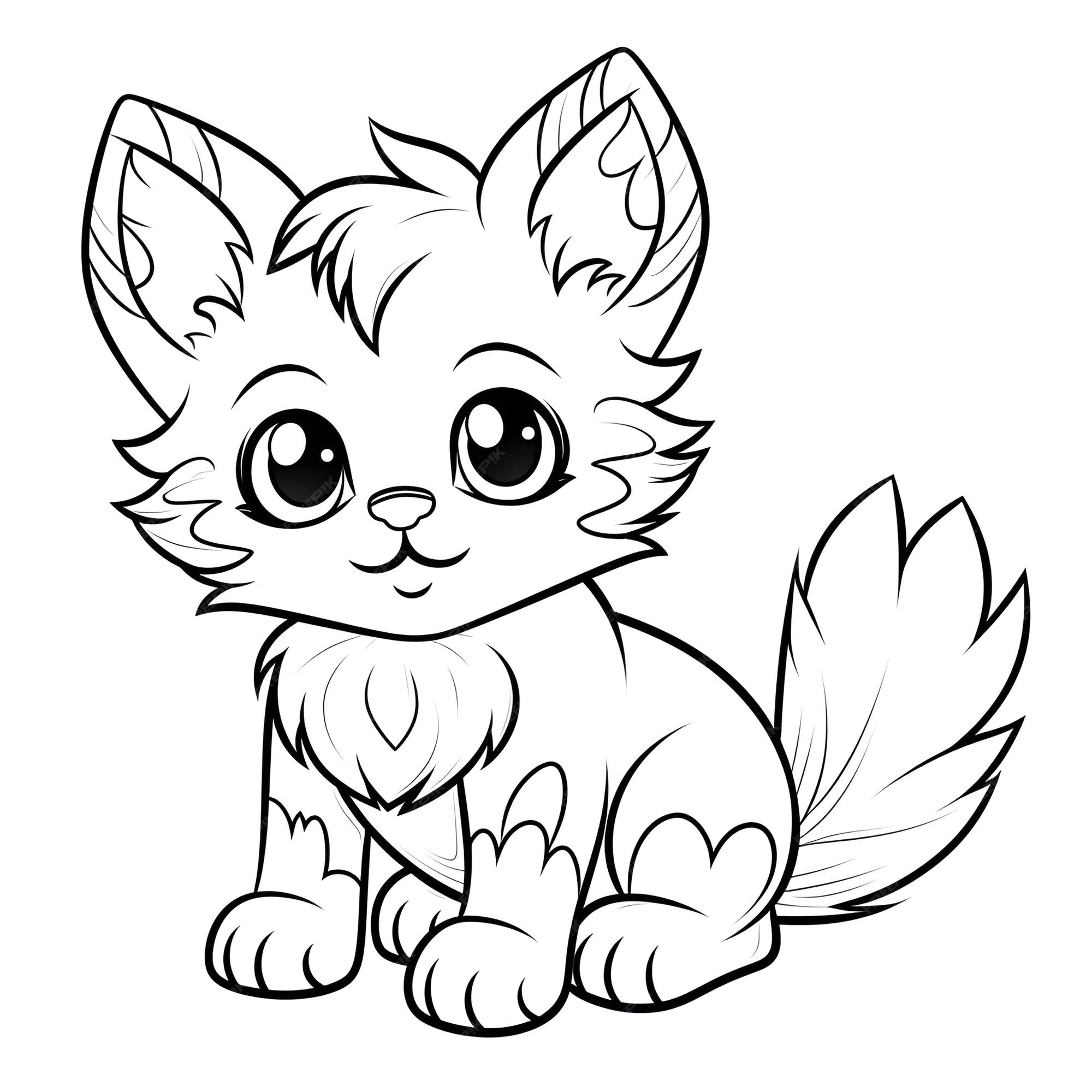 Premium AI Image | Adorable fluffy kitten coloring pages for kids