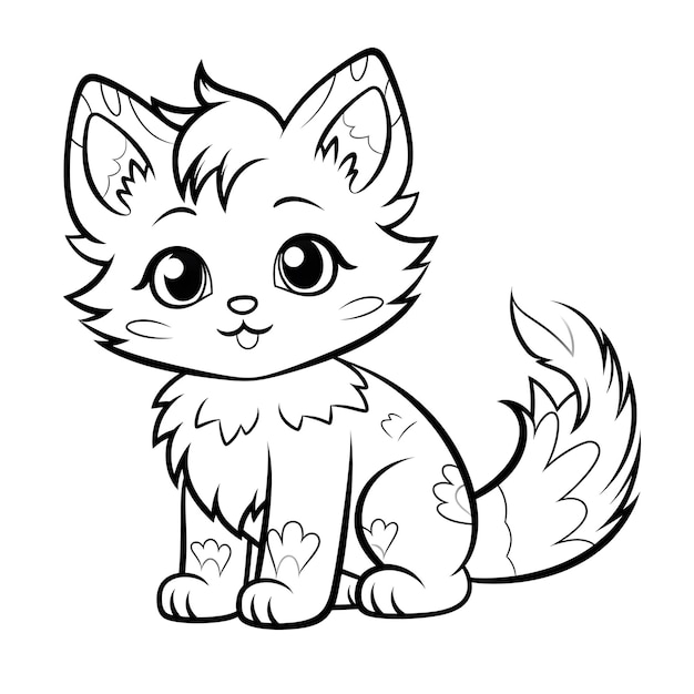 Adorable fluffy kitten coloring pages for kids