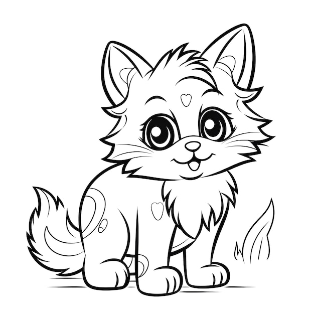 Adorable fluffy kitten coloring pages for kids