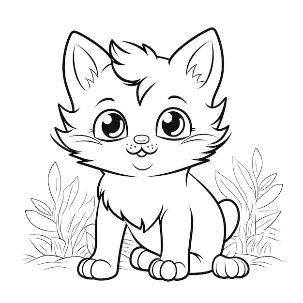 Photo adorable fluffy kitten coloring pages for kids