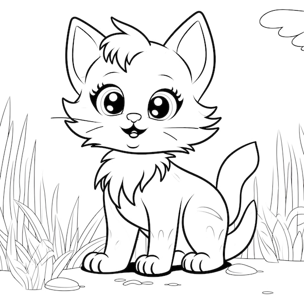 Adorable fluffy kitten coloring pages for kids