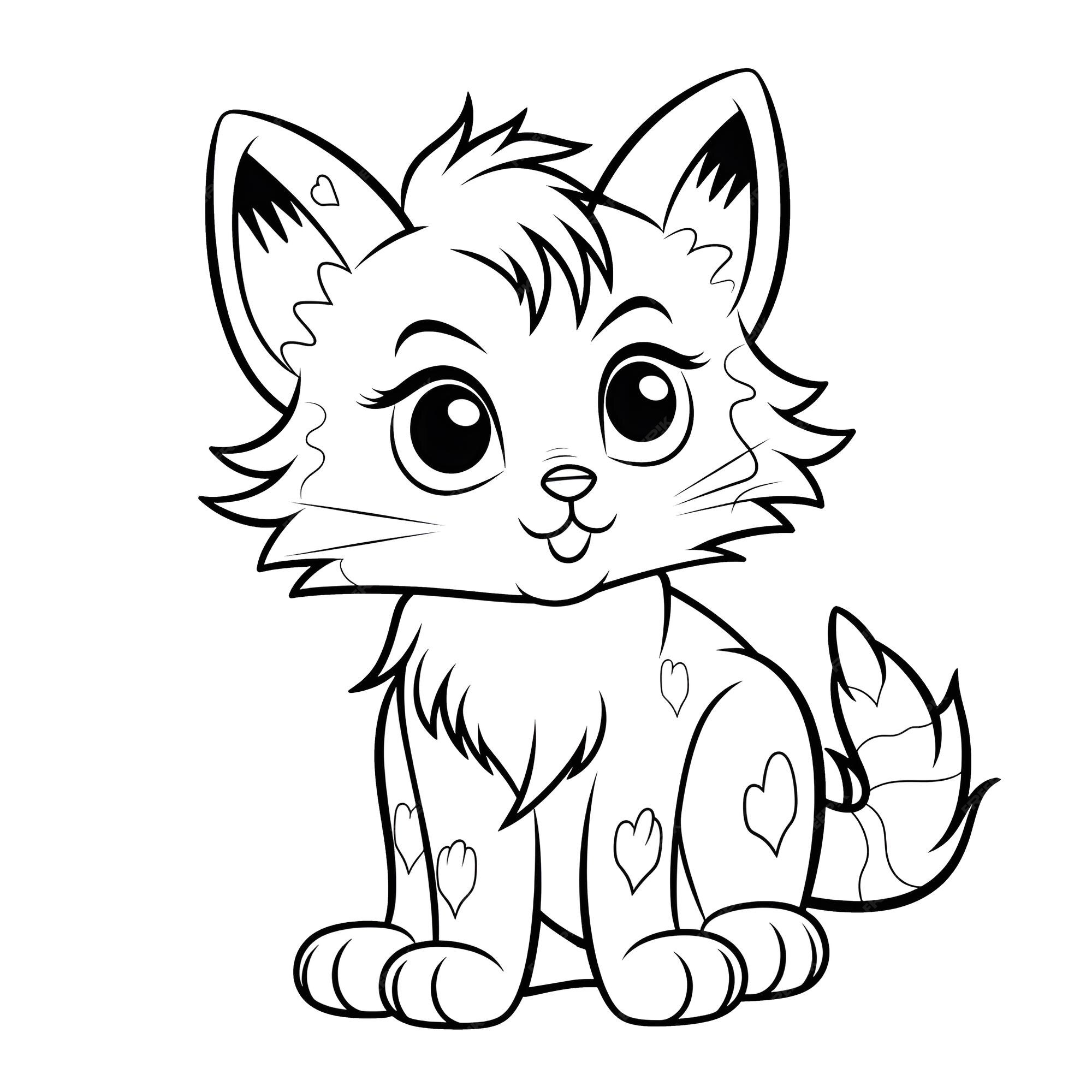 Premium AI Image | Adorable fluffy kitten coloring pages for kids