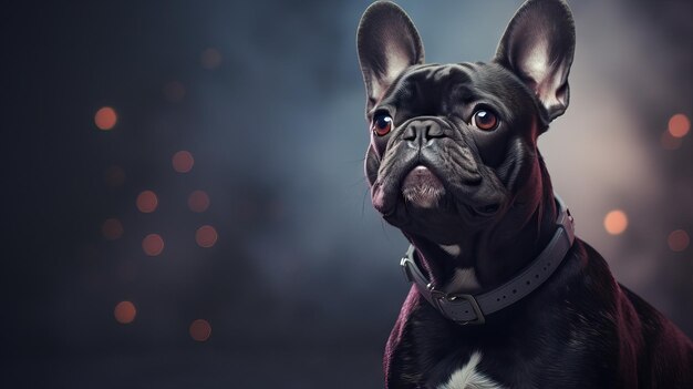 Photo adorable french bulldog dog in highly detailed illustration ai generated