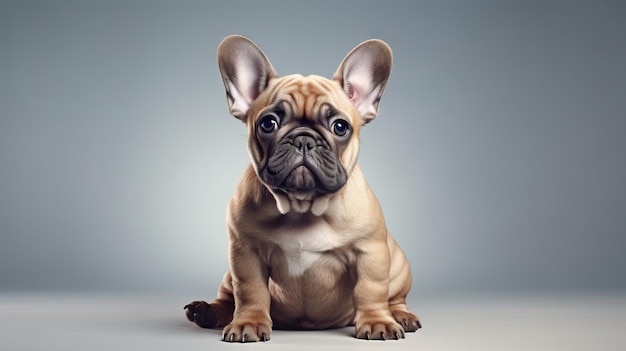 Adorable French Bulldog on White Background AI Generated