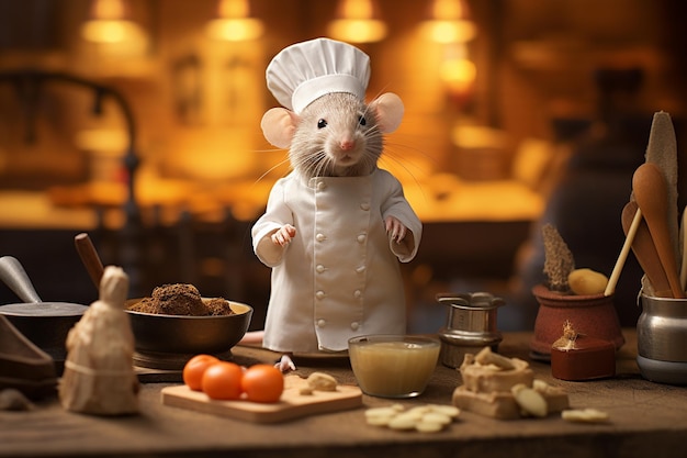 Adorable French Rat Chef in the Kitchen