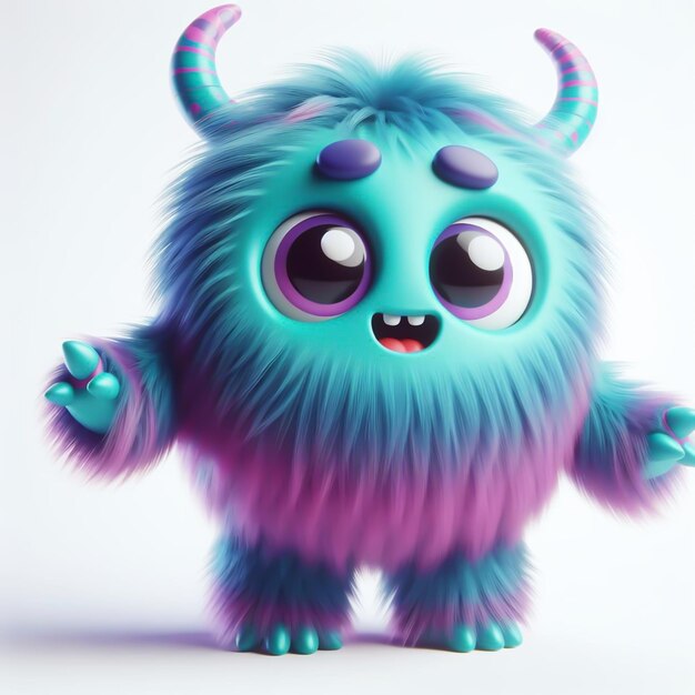 Adorable furry cartoon monster Funny design Play time AI generated