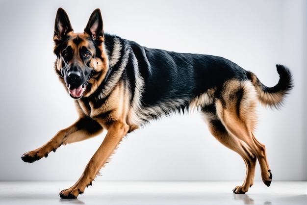 Adorable German Shepherd photo on a white background