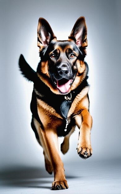 Adorable German Shepherd photo on a white background