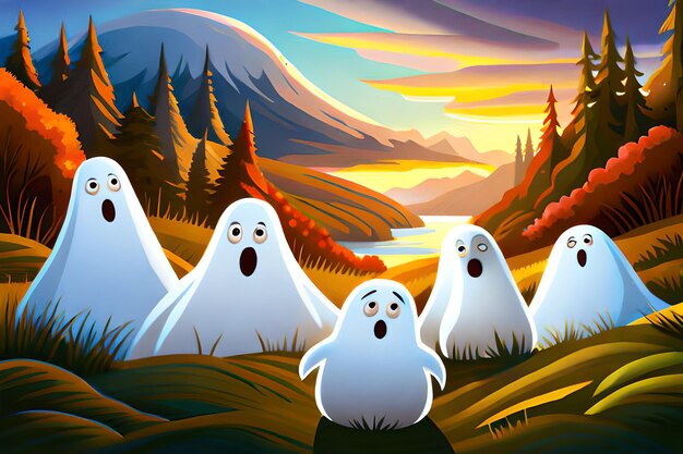 Adorable Ghost on comic style