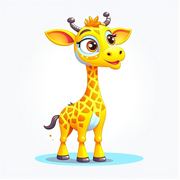 Adorable giraffe character simple 2D vector art clean line art isolated on a white background