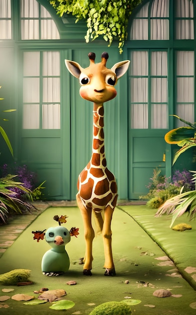 an adorable giraffe cub