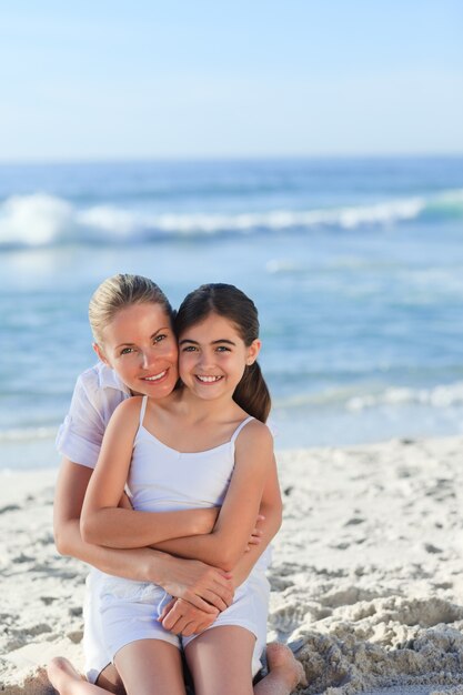 Adorable girl with her mother