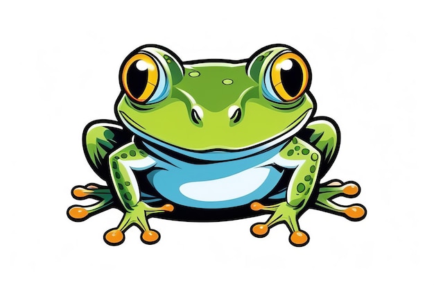 Photo an adorable green cartoon frog with a friendly smile