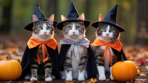 Adorable Halloween Cats in Costume AI Generated