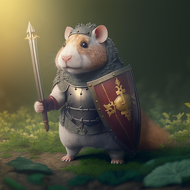 Adorable hamster being a medieval Generative AI