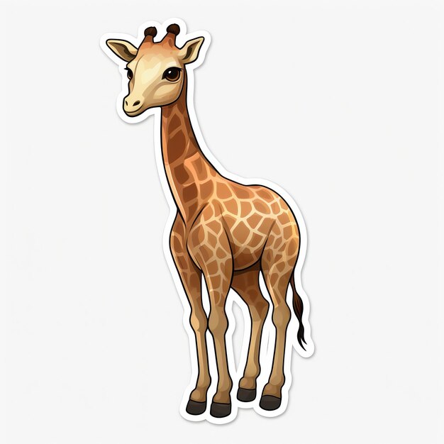 Adorable HandDrawn Giraffe Sticker Full Body Muted Pastel Colors No Background