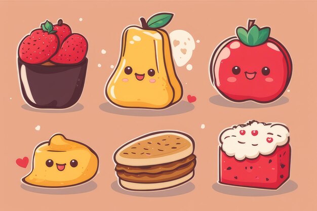 Adorable HandDrawn Kawaii Food Illustration