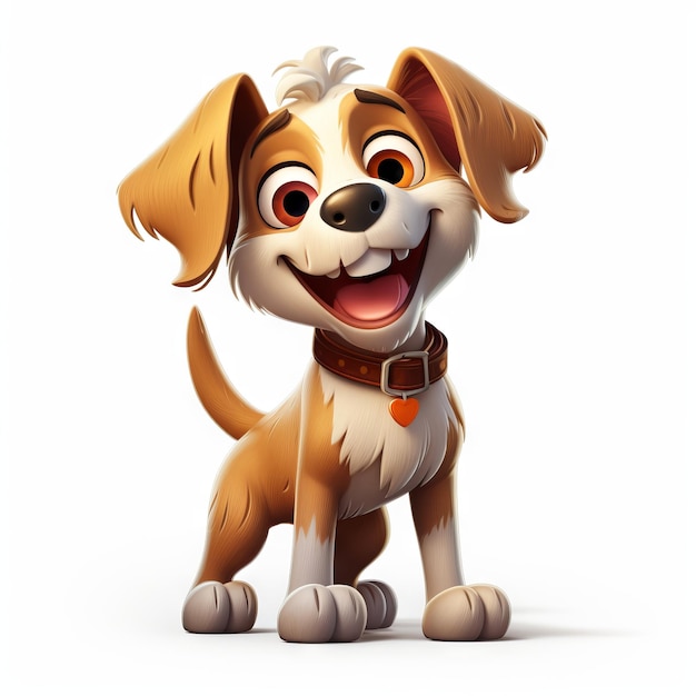 Adorable and Hilarious Dog Character on White Background Generative AI