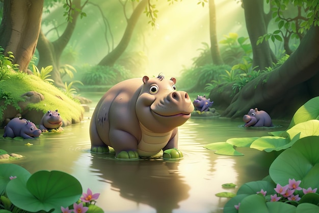 Adorable hippo character