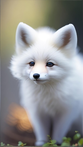 Adorable Innocence Captivating Photo of a Cute Baby White Fox