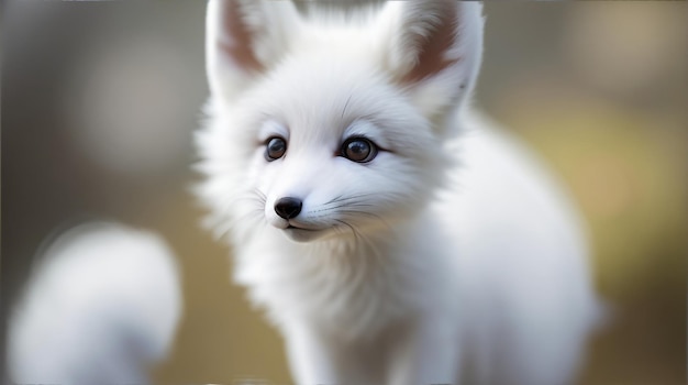 Adorable innocence captivating photo of a cute baby white fox