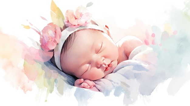 Adorable Japanese Baby with Beautiful Background Elements AI Generated