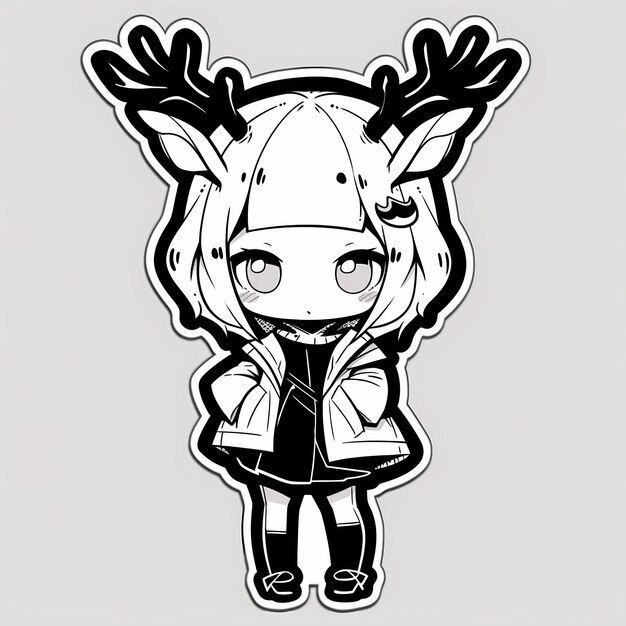 Gacha Girl - Black and White - Gacha Life Art Sticker