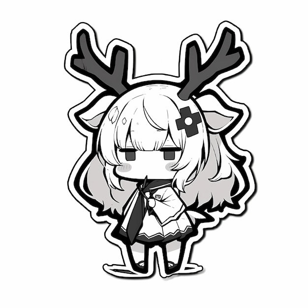 Gacha Girl - Black and White - Gacha Life Art Sticker