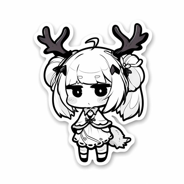 Gacha Girl - Black and White - Gacha Life Art Sticker