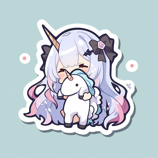 Cute unicorn kawaii chibi drawing style Royalty Free Vector