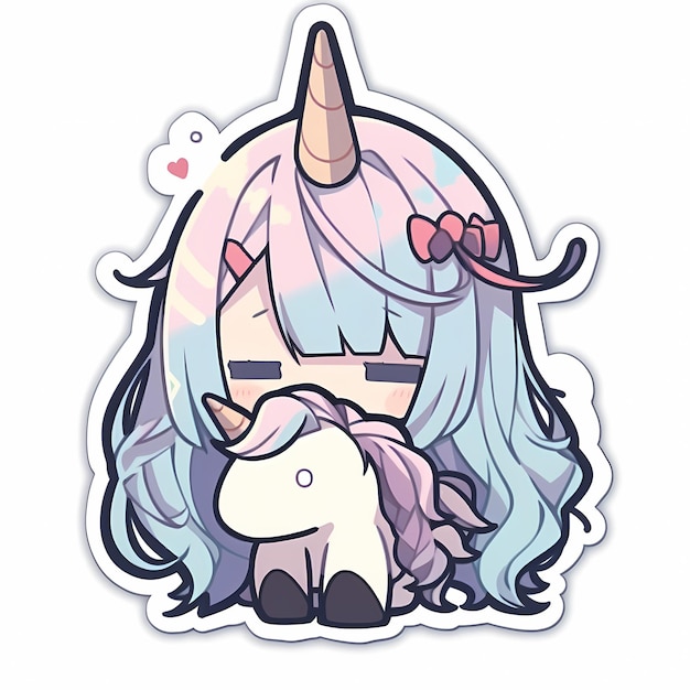 Cute unicorn kawaii chibi drawing style Royalty Free Vector