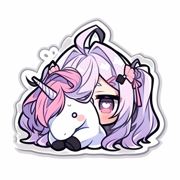 Cute unicorn kawaii chibi drawing style Royalty Free Vector