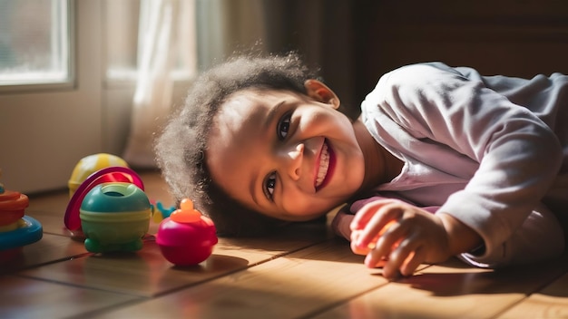 Adorable kid on the floor