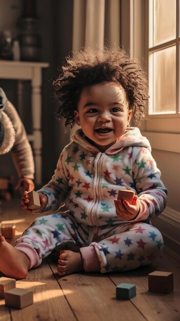 写真 床に横たわっている可愛い子供