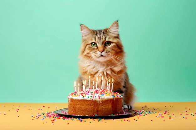 Adorable kitten celebrating a birthday