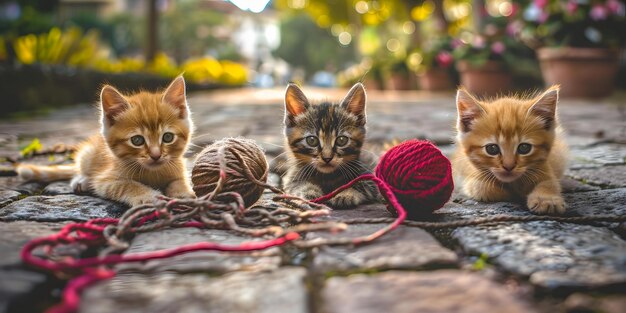 Foto adorabili gattini che giocano