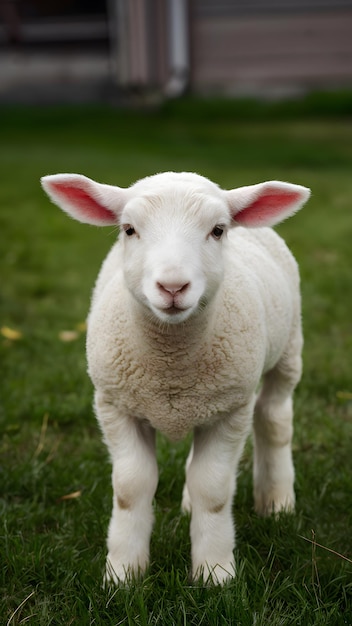 Adorable lamb exuding charm and innocence in farmyard setting Vertical Mobile Wallpaper
