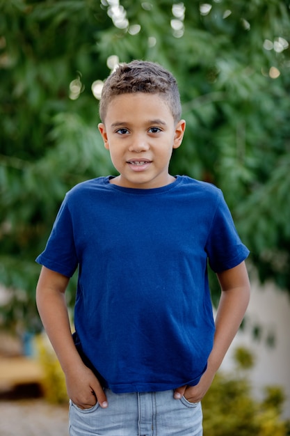 Adorable latin child in the garden 