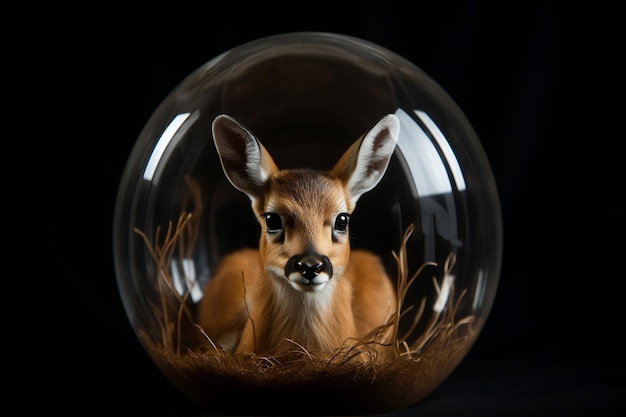 Adorable Lilly Antelope Inside Glass Sphere Generative AI