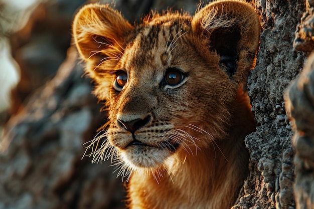 Adorable Lion Cub CloseUp Portrait