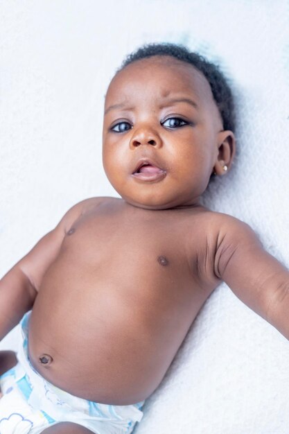 Adorable little african american four month old baby girl