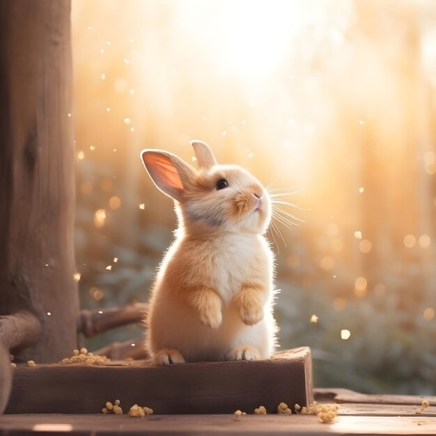 Adorable little rabbit Watercolor Painting Generative AI