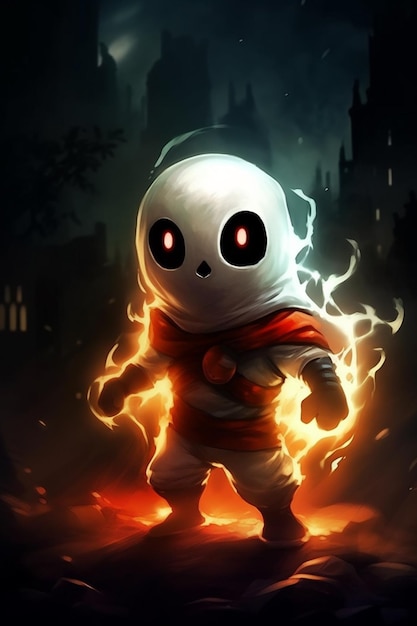 Adorable little superhero ghost