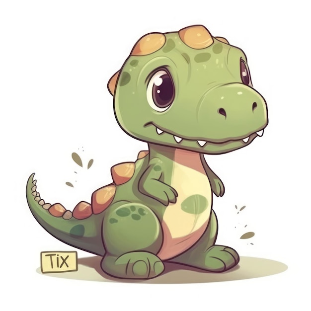 Adorable Little TRex on White Background